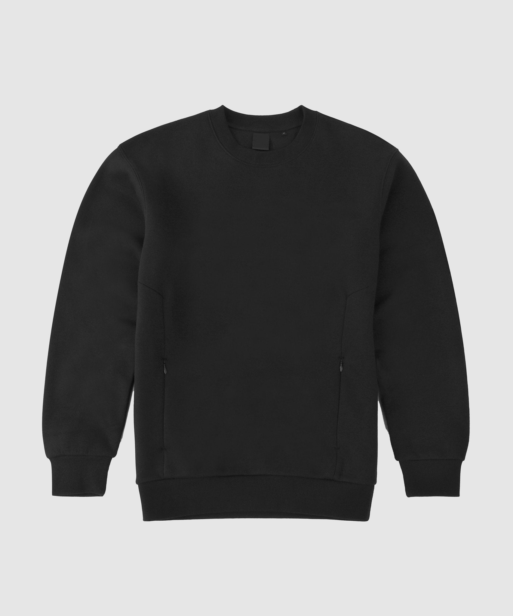 G West Fleece Crewneck With Invisible Zippers - Black - G West Blanks