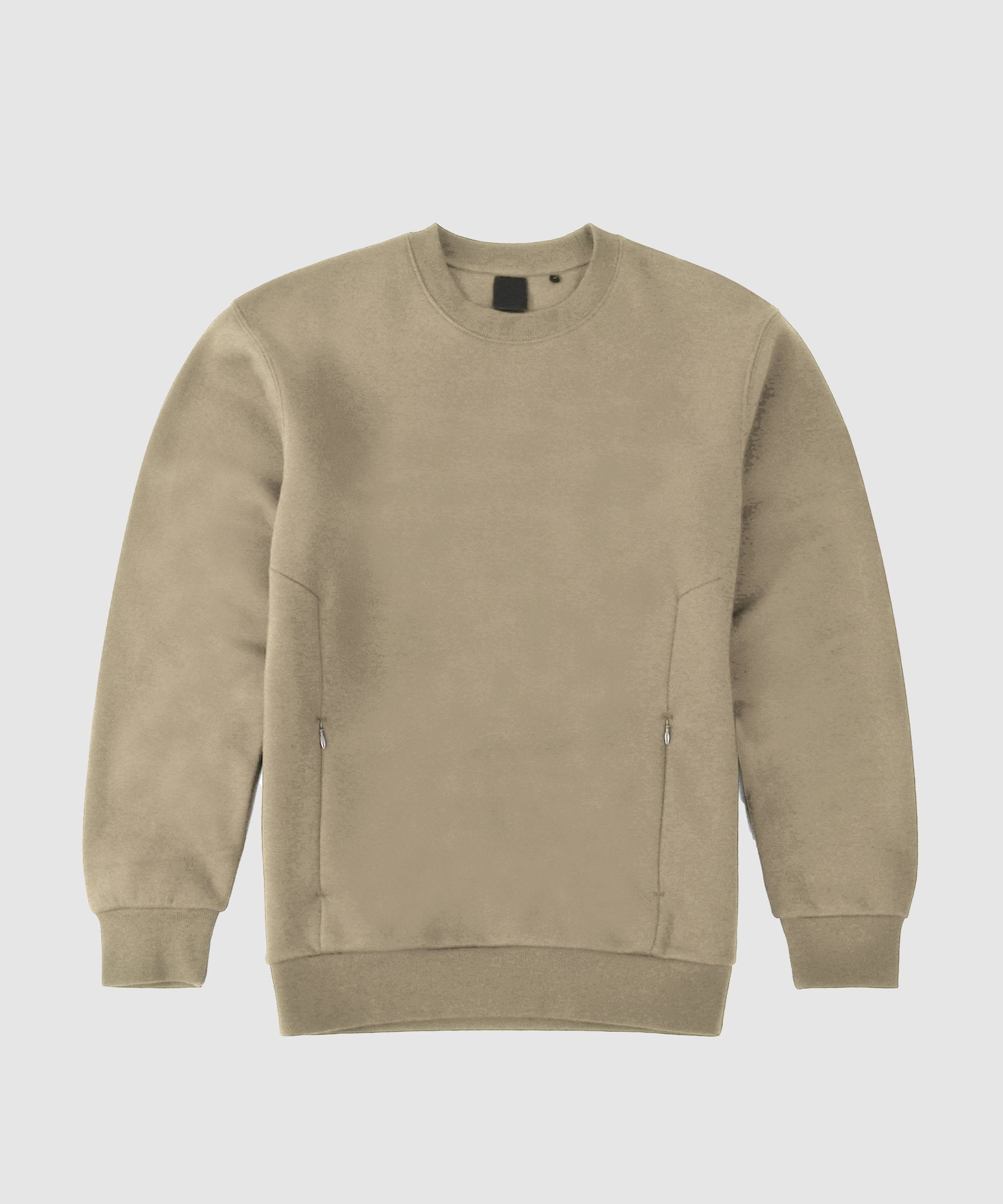 G West Fleece Crewneck With Invisible Zippers - Sand - G West Blanks